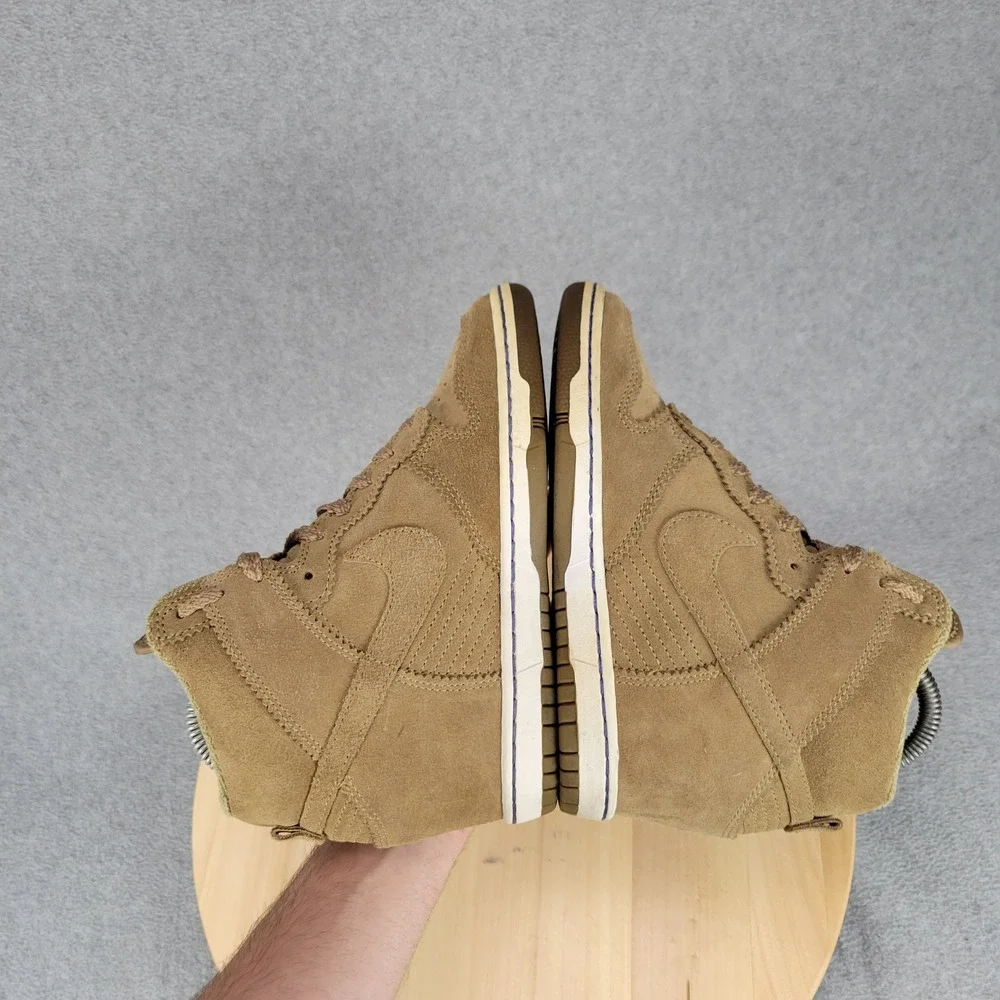Nike Dunk Sky High Women 6.5 Khaki Suede Hidden Wedge Sneakers 528899-201
